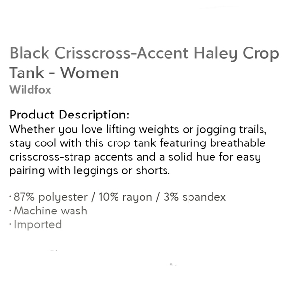WILDFOX🏴 Crisscross Accent Haley Crop Tank in Black - Picture 6 of 6